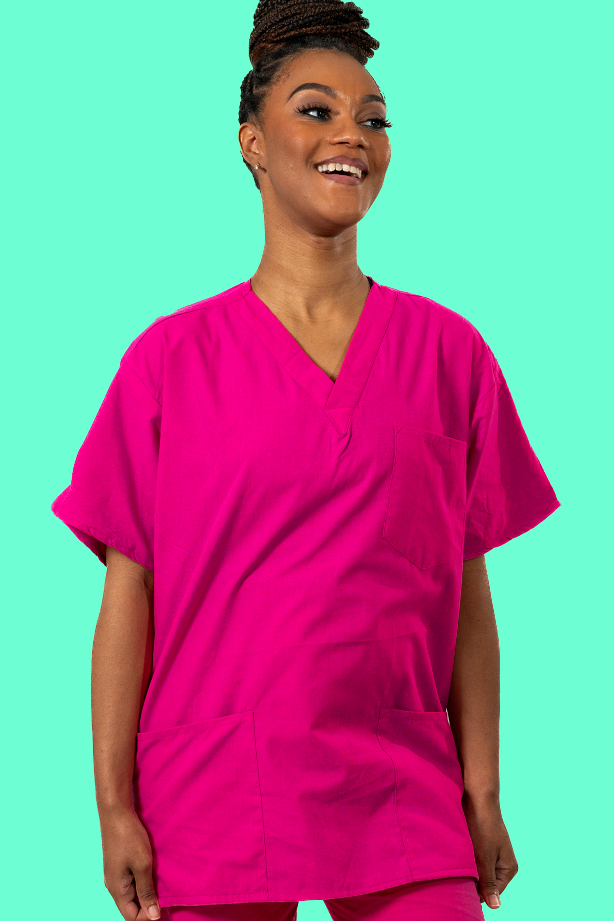 Dark Pink Scrub Top