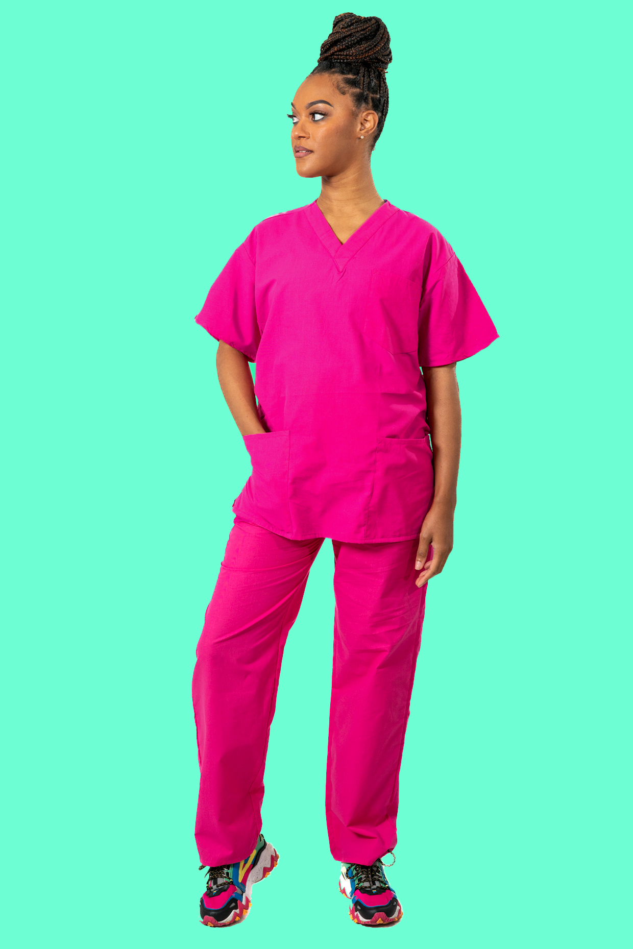Dark Pink Scrub Set