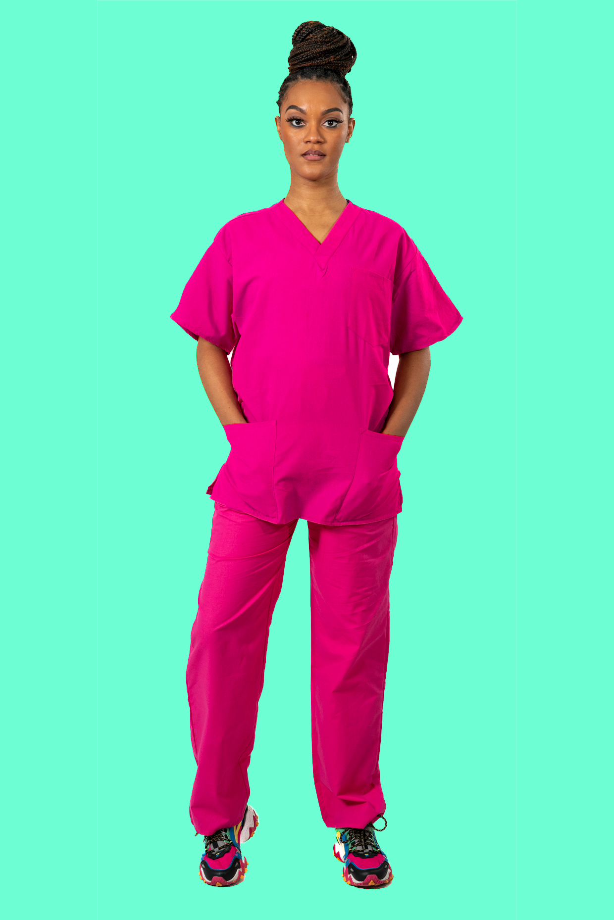 Dark Pink Scrub Set