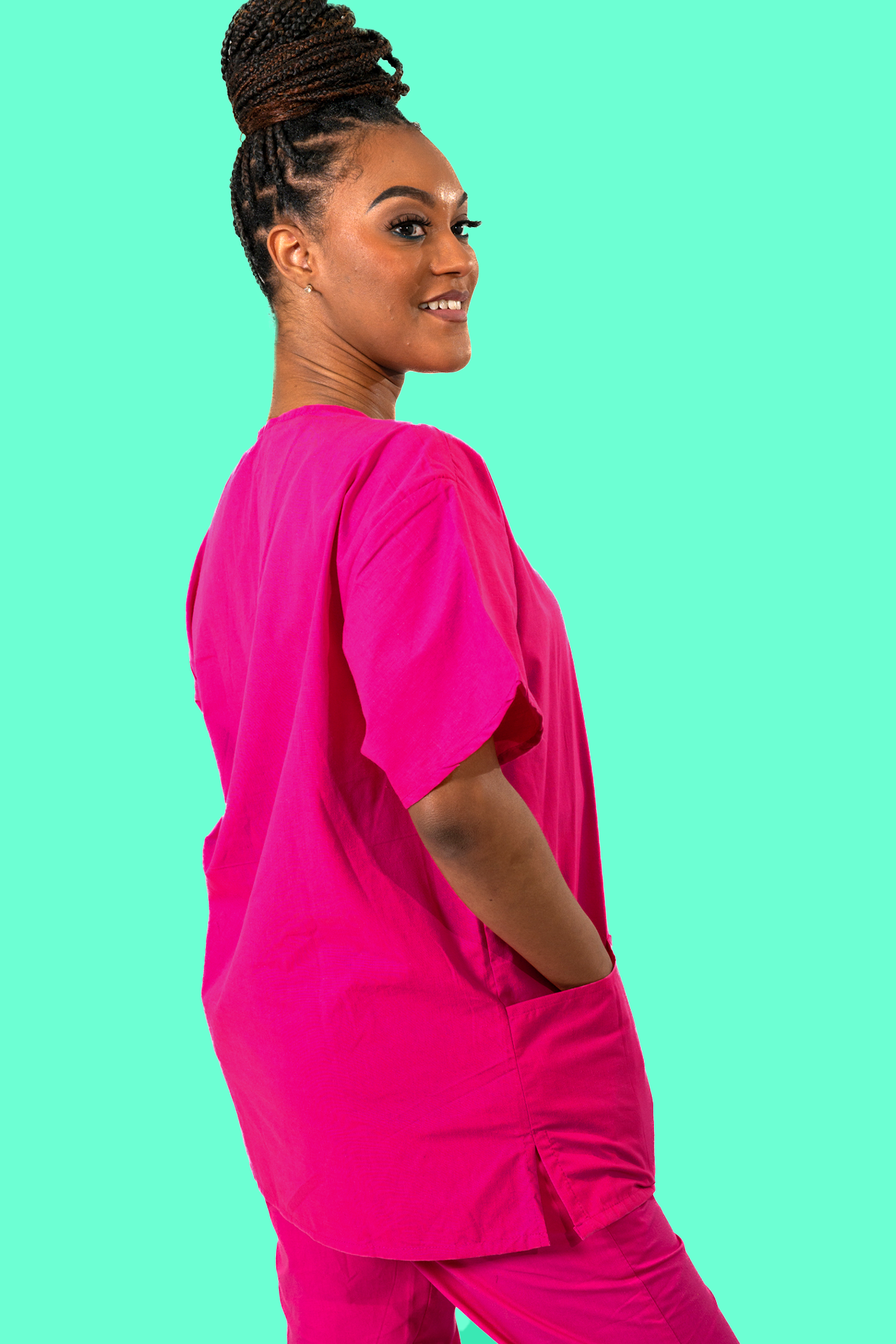 Dark Pink Scrub Set