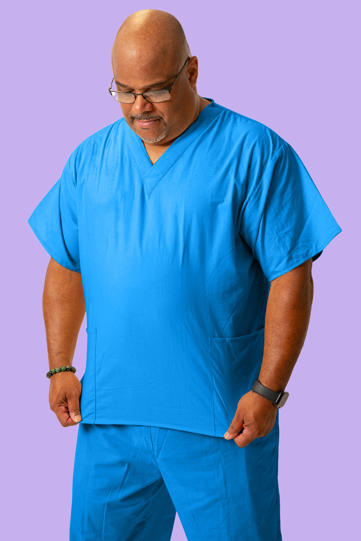 Men's Turquoise Scrub Top