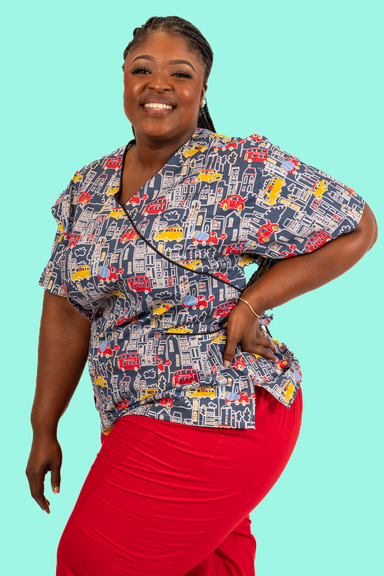 City Life Print Scrub Top