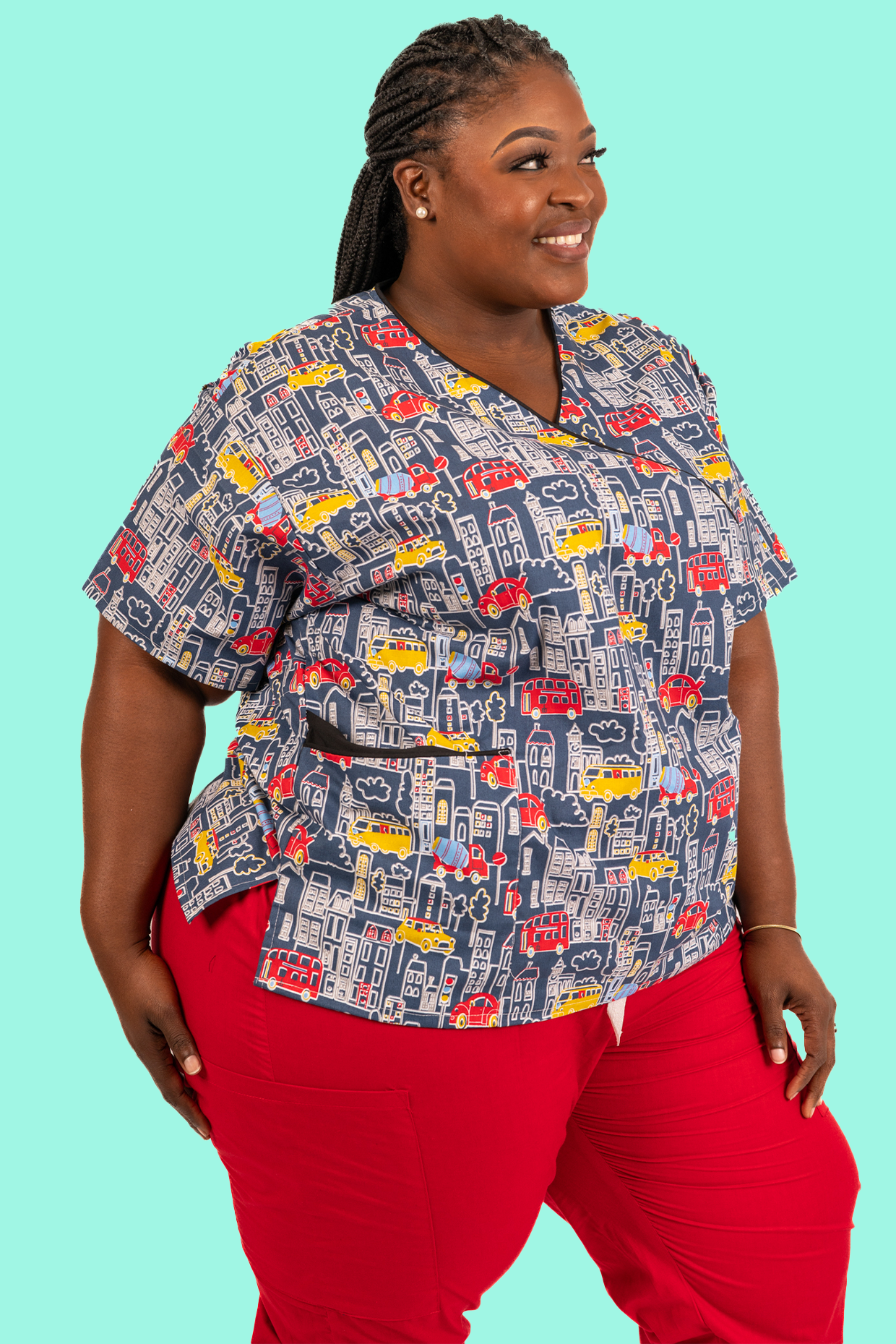 City Life Print Scrub Top