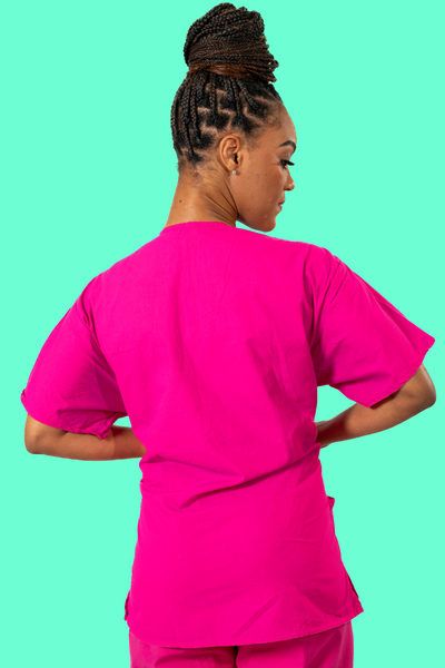 Dark Pink Scrub Top