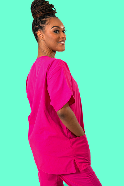 Dark Pink Scrub Top