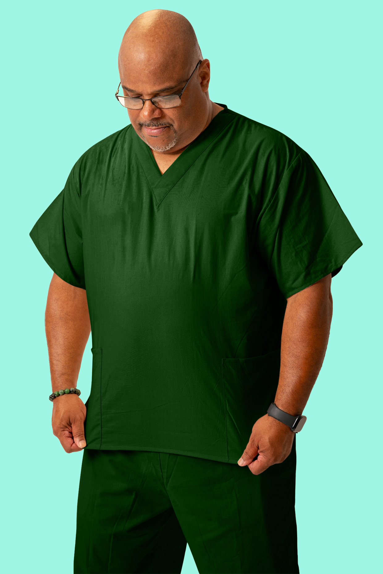 Men's Dark Hunter Green Scrub Top