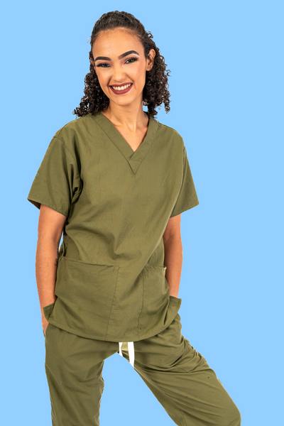 Olive Scrub Top