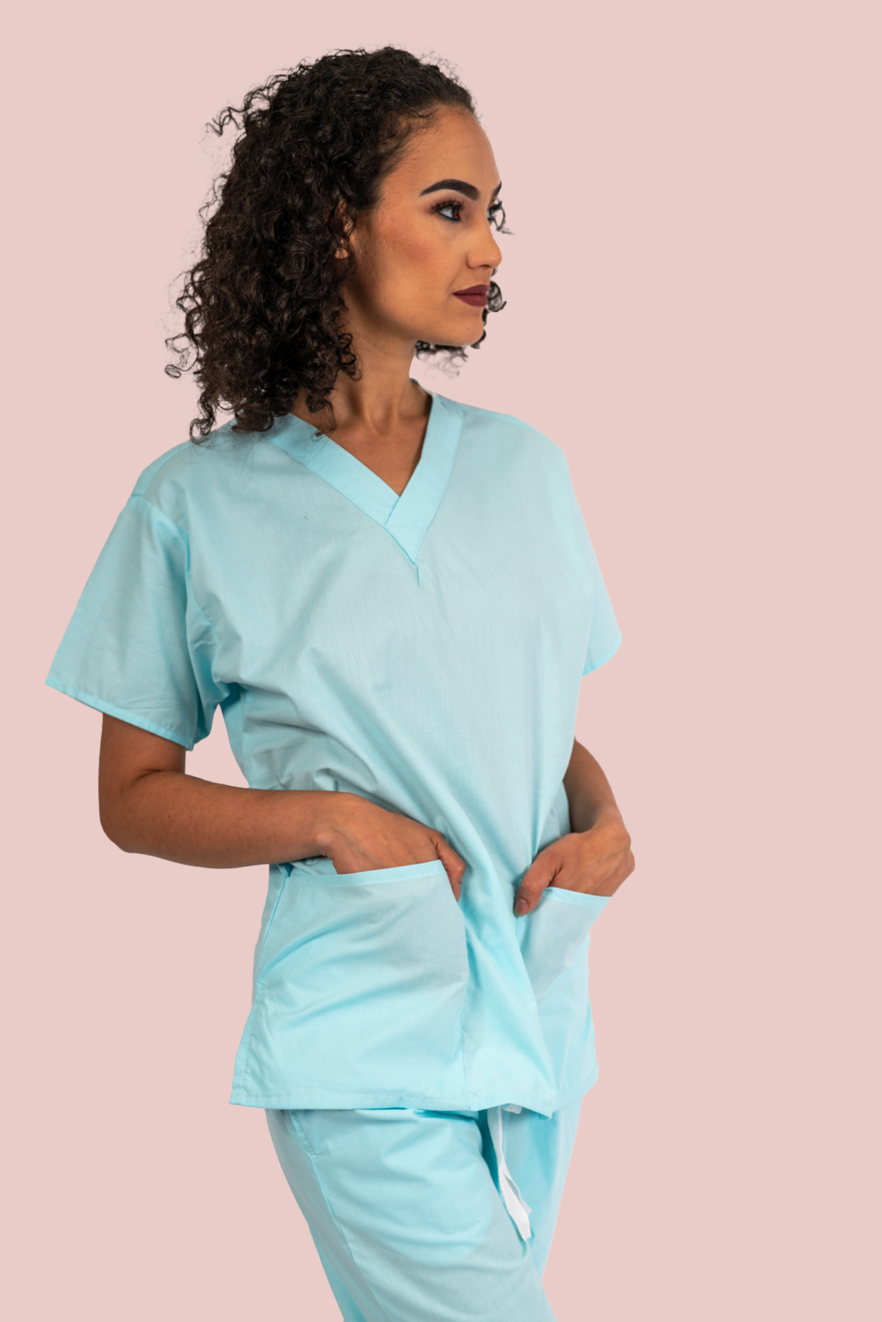 Powder Blue Scrub Top