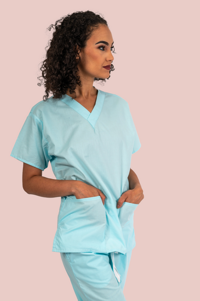 Powder Blue Scrub Top