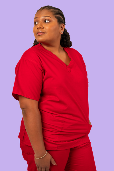 Red Scrub Top