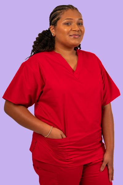 Red Scrub Top