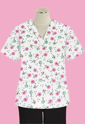 Cherry Blossom Print Scrub Top